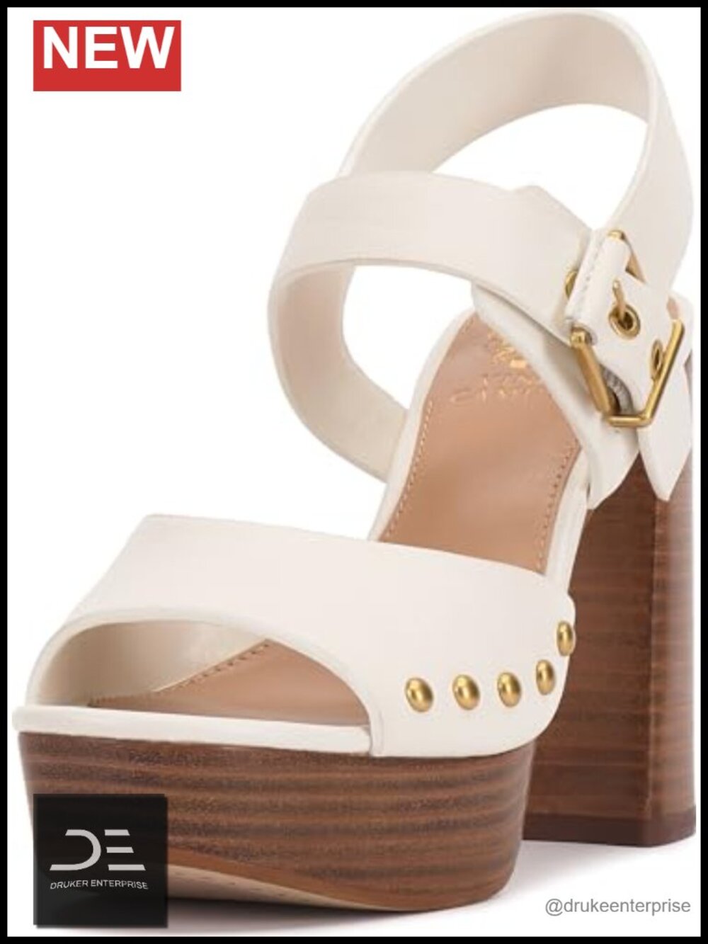 Vince Camuto Pazton Women's Heeled Sandals Stacked Heel Leather Open Toe